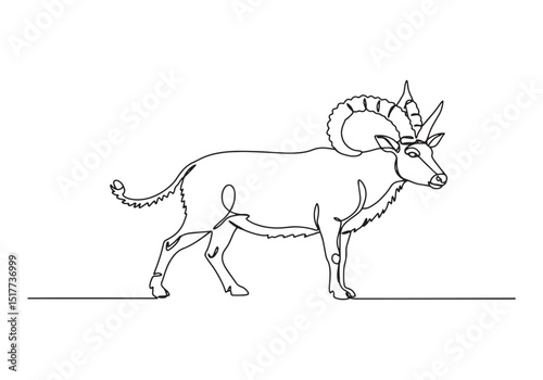 Elegant continuous line drawing of a Cymric ram animal illustrat