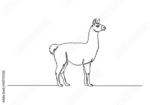 Elegant llama depicted in a minimalist single line drawing artwo