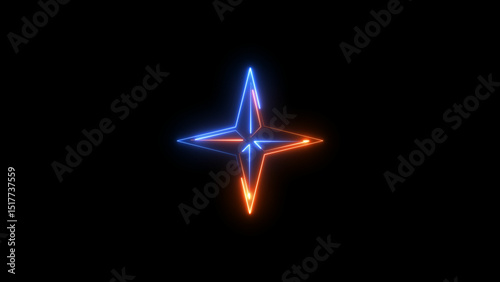 Abstract neon light star loading sign icon background illustration.