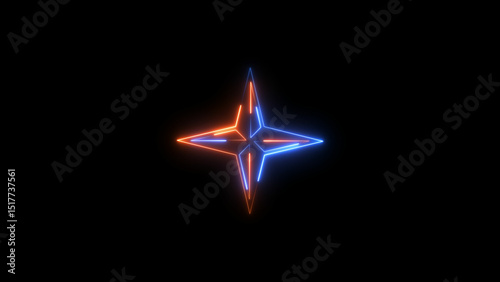 Abstract neon light star loading sign icon background illustration.