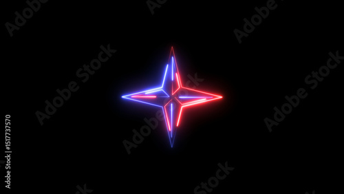 Abstract neon light star loading sign icon background illustration.