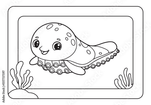 Enchanting Barnacle Coloring Page, A Detailed Black and White Il