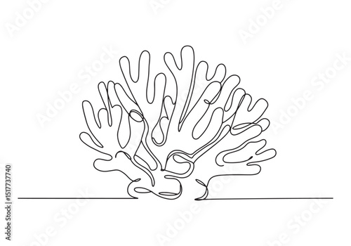 Elegant coral formation in continuous line art, minimalist style