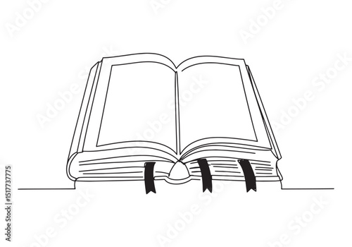 Elegant minimalist oneline drawing of an open liturgical book il