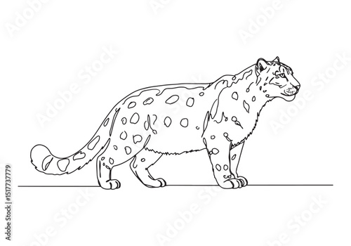 Elegant snow leopard continuous line drawing in minimalist style