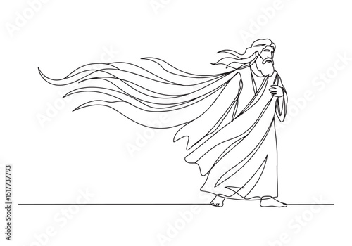 Prophet Joel in Continuous Line Art, A Minimalist Black and Whit