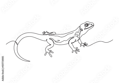 Elegant agama lizard illustration in continuous one-line drawing