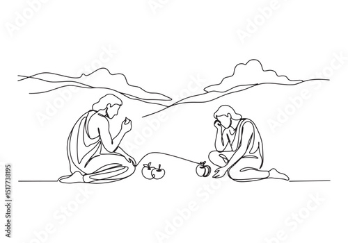 The Original Sin Continuous Line Drawing Exploring Choice and Co