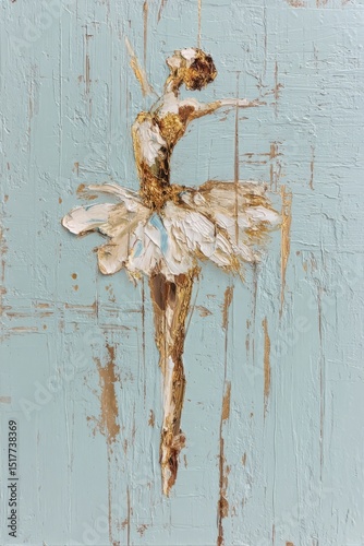 Elegant ballet dancer poised gracefully against a textured abstract background reminiscent of outer space