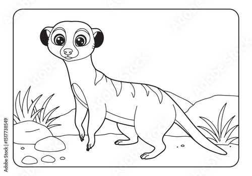 Charming Meerkat Illustration from 1893 for a Black and White Co
