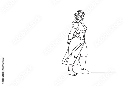 Striking Female Ogre Depicted in a Continuous Oneline Drawing St