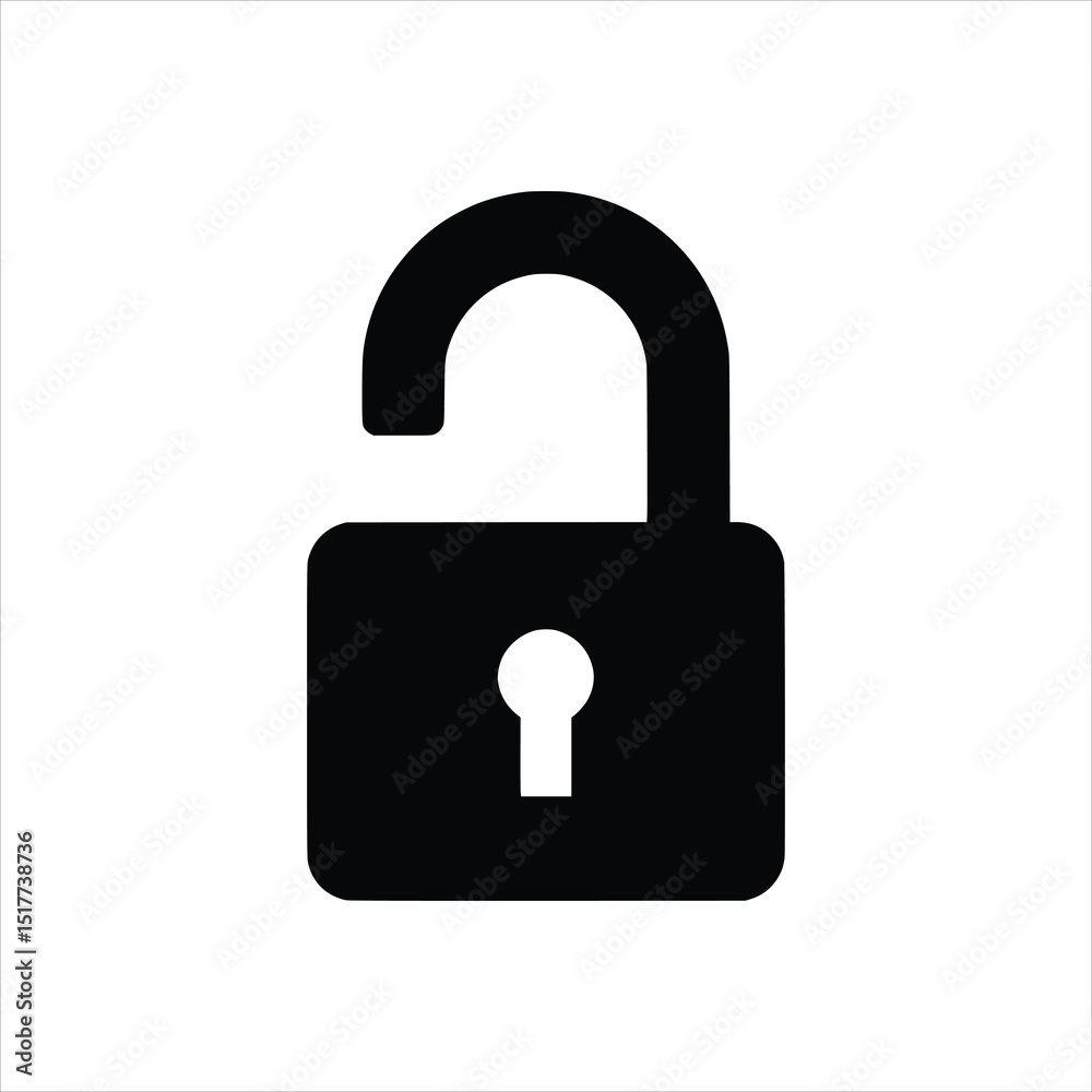 Unlock Icon - Monochrome Security UI Vector Element Unlock Icon - Monochrome Security UI Vector Element