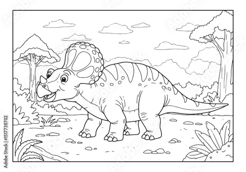 Triceratops Coloring Page for Kids, Educational Dinosaur Fun