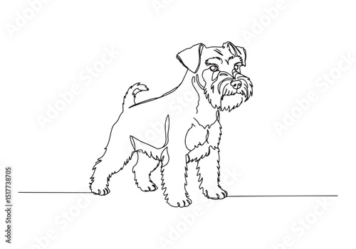 Minimalist continuous line drawing illustration of a Miniature S