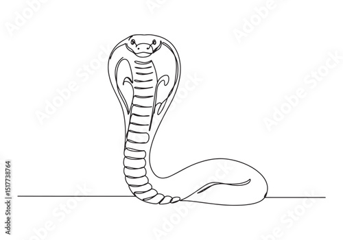 Elegant Continuous Line Drawing of a Mamba Snake - Minimalist Bl