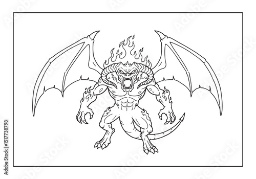 Detailed Balrog Illustration Ready for Coloring Page Fun and Cre