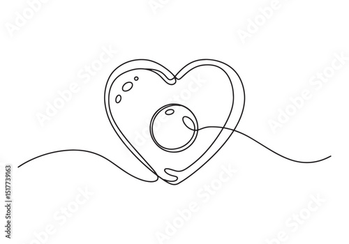 Elegant pearl encased within a heart shaped contour in single st