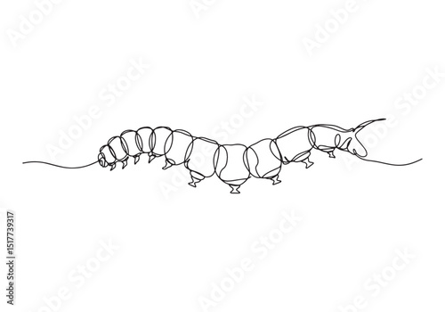 Unique Velvet Worm Illustration in Continuous Line Art Style Des