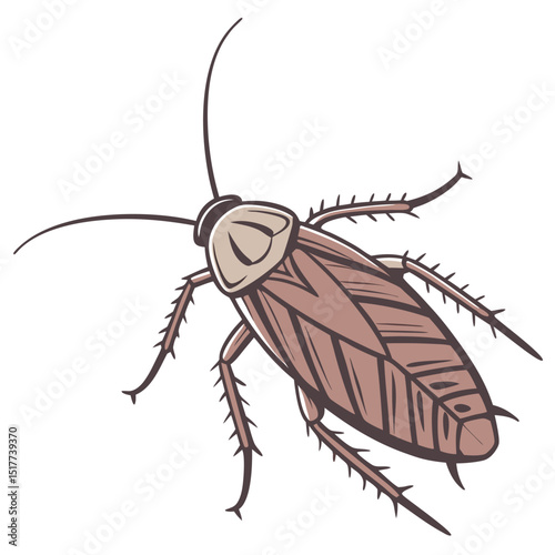 Detailed Cockroach Drawing Brown Insect Pest Control Entomology Art High Resolution Graphic