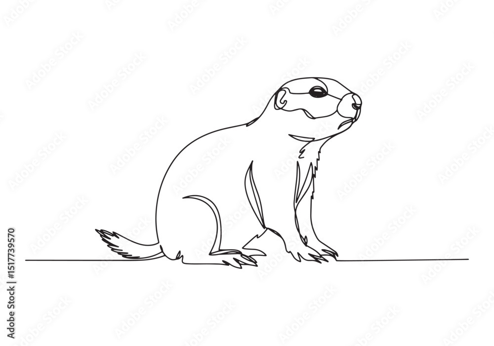 Fototapeta premium Elegant one-line drawing of a prairie dog, minimalist illustrati