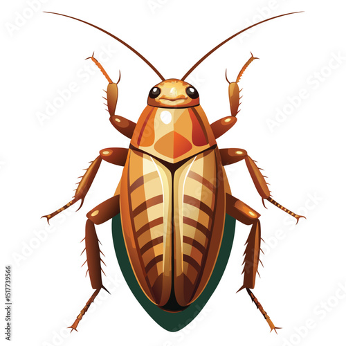 Detailed Cockroach Illustration Brown Insect Pest Control Entomology Study Guide Graphic Design