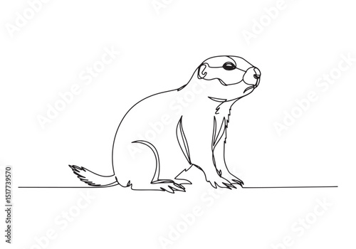 Elegant one-line drawing of a prairie dog, minimalist illustrati