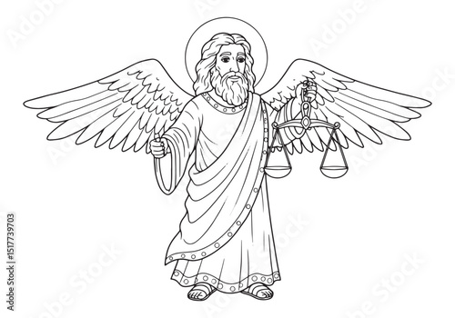 Raguel angel coloring page holding scales for children's activit