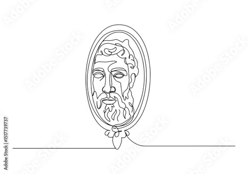 Moses Portrait in a Continuous Line Drawing Style Minimalist Art