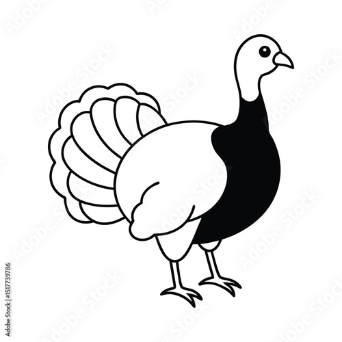 Simple line drawing of a thanksgiving turkey