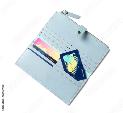 Light blue leather wallet w...
