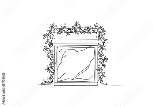 Blooming Stone Altar, A Serene Coloring Book Illustration with V