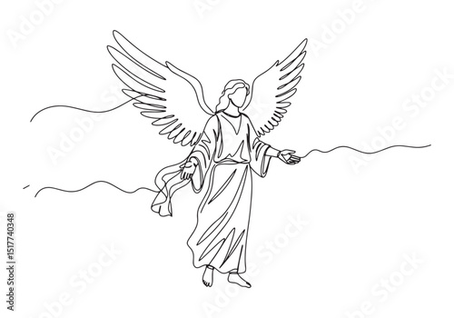 Continuous line drawing of Raphael Angel in minimalist black and