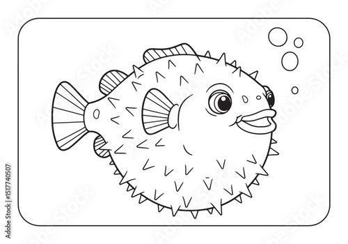 Adorable Pufferfish Coloring Page, A Delightful Underwater Adven