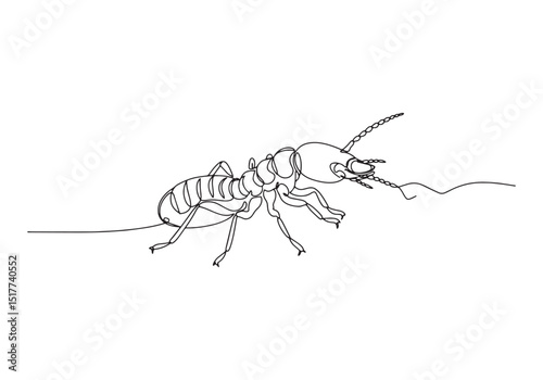 Elegant Termite Portrait, A Continuous Line Art Depiction of Nat