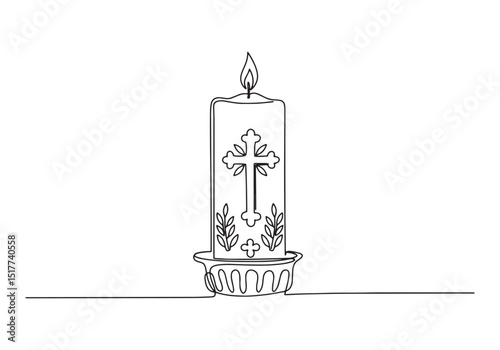 Elegant single line drawing of paschal candle illustration with