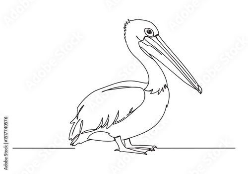 Minimalist depiction of a Pelican in a continuous line drawing s