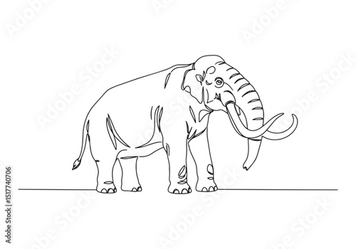 Majestic mastodon rendered in a single continuous line drawing i