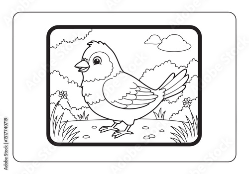 Adorable canary bird illustration for coloring books and creativ