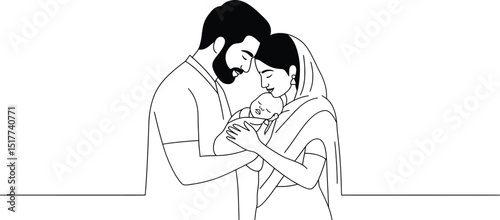 Newborn Baby Family Vector Illustration A Loving Embrace