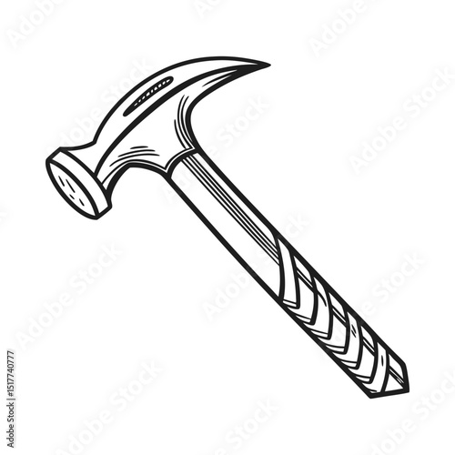 Claw hammer illustration black and white design