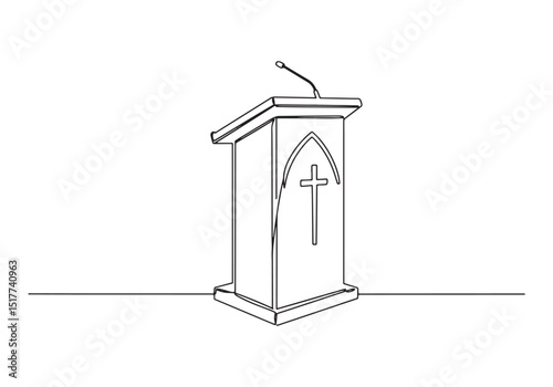 Elegant ambo lectern illustration in continuous line drawing sty