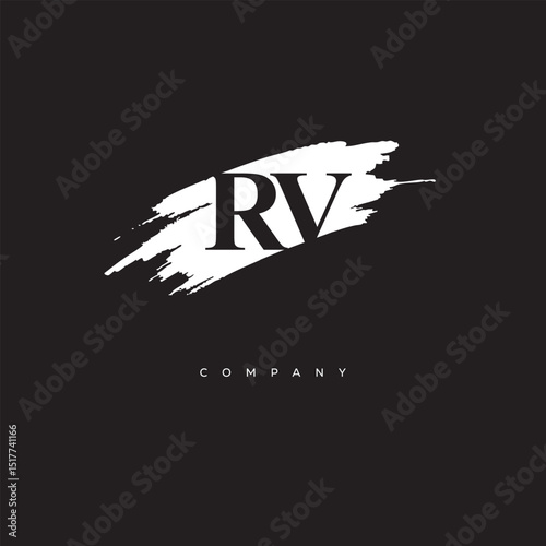 RV Brush Monogram Logo – Creative Minimalist Letter mark for Luxury Branding & Elegant Identity Design"
