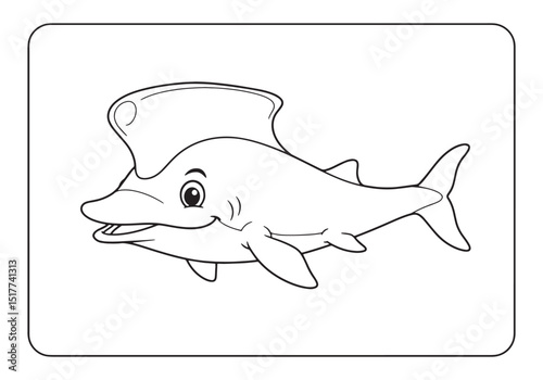 Stethacanthus coloring page for kids, prehistoric shark illustra