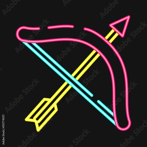 Icon sagitarius the archer. Zodiac horoscope elements. Icon in neon style.