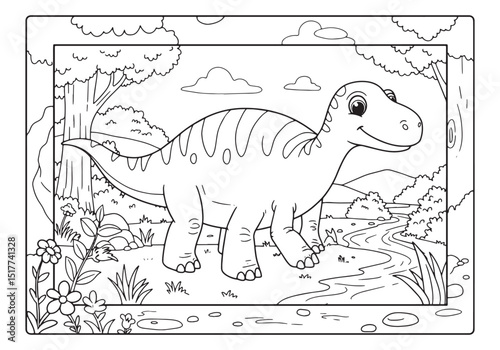 Adorable Apatosaurus Dinosaur Coloring Page for Kids and Adults