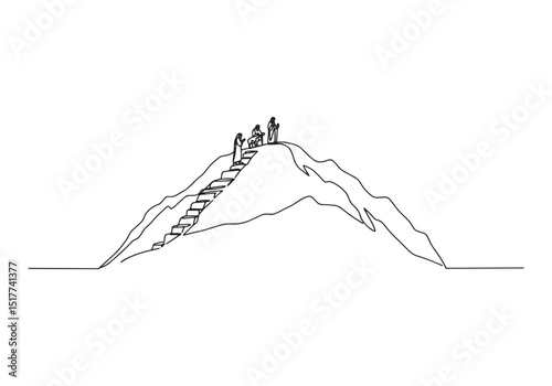 Mount Moriah Continuous Line Art, A Minimalist Depiction of Asce