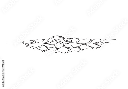 Elegant euro coin one-line drawing showcasing stability and resi