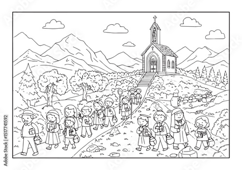 A Group's Journey to a Church on a Hill, A Coloring Book Pilgrim