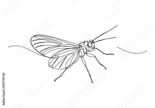 Elegant Caddisfly Portrayed in a Seamless Continuous Oneline Dra