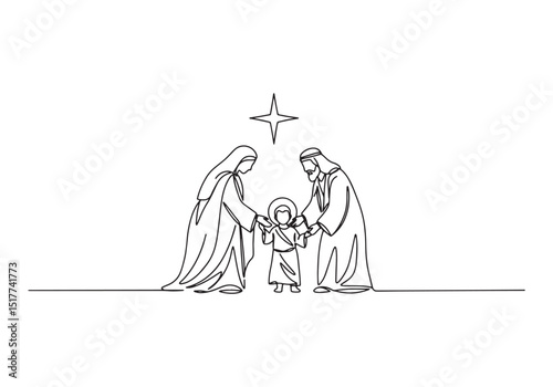 The Finding of Jesus at the Temple continuous line drawing portr